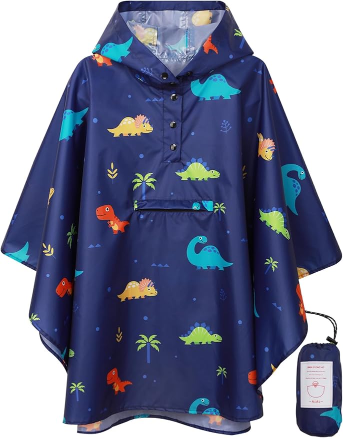 SaphiRose Lightweight Kids Rain Poncho Jacket Waterproof Outwear Rain Coat