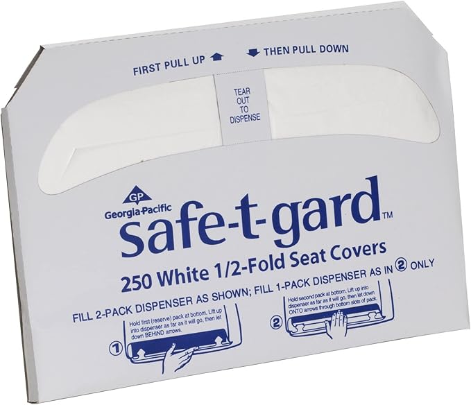 Pacific Blue Select Disposable Toilet Seat Covers by GP PRO (Georgia-Pacific), 1/2 Fold, 47046, 250 Covers Per Pack, 20 Packs Per Case, White