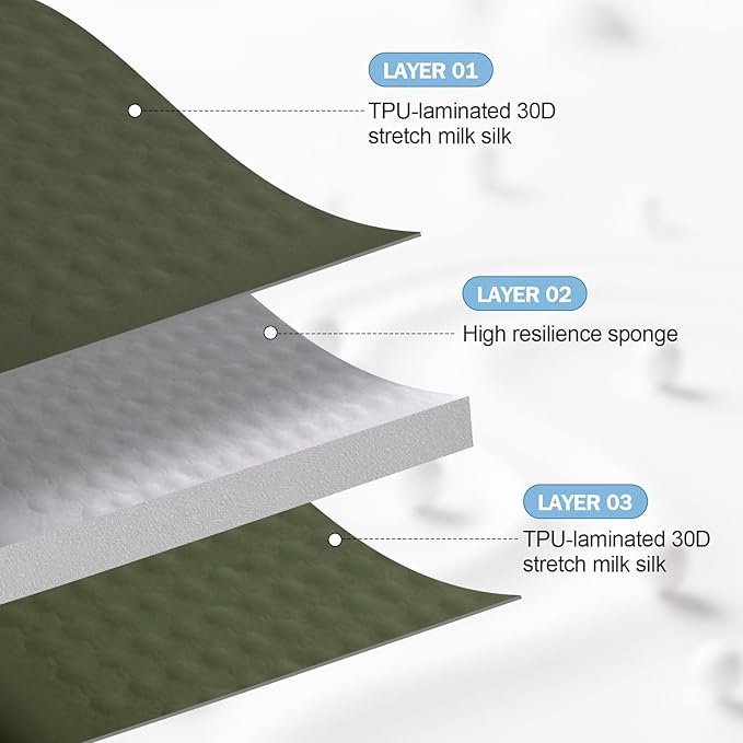 Self-Inflating Airplane Seat Cushion for Long Flights – Portable Travel Cushion Airplane Seat - Memory Foam Travel Seat Cushion Providing Pressure Relief (Olive Green, 15.7" x 11.8" x 2")