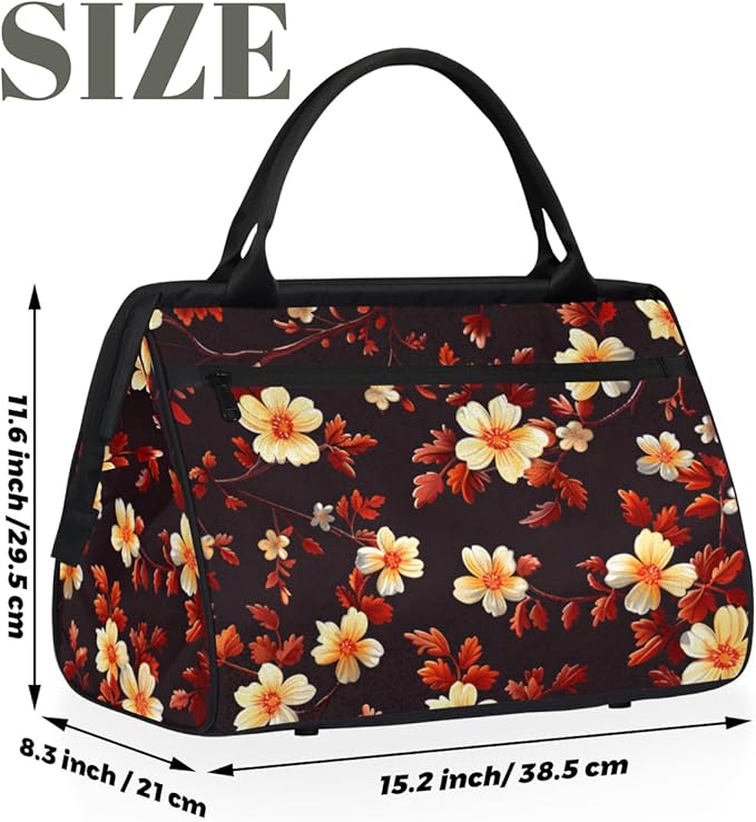 Plants Spring Floral Overnight Weekender Bag for Women Men Travel Duffel Bags Waterproof Luggage Carry on Sports Yoga Gym Bag