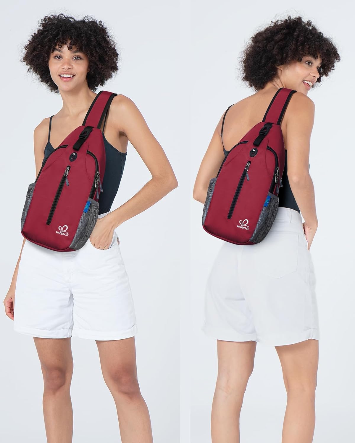 WATERFLY Crossbody Sling Backpack Sling Bag Travel Hiking Chest Bag Daypack