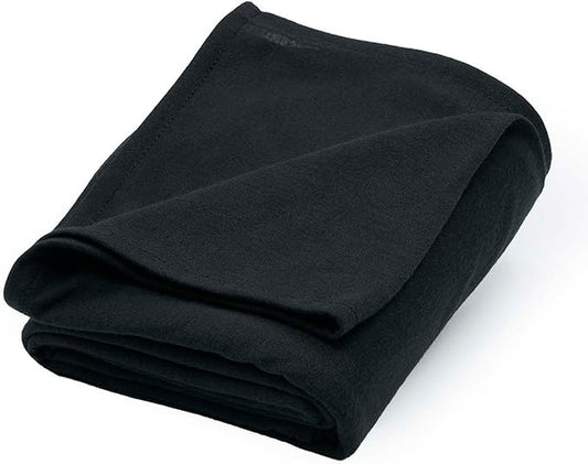 Brookstone Travel Blanket - 2-in-1 Jersey Knit Lightweight Throw Blanket with Carrying Pouch, Airplane & Car Travel Essentials, Black