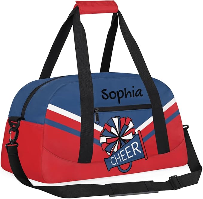 Personalized Red Blue Cheer Bag for Cheerleaders, Custom Sport Gym Bag Dance Bag Travel Duffle Bag Cheerleading Gifts for Women