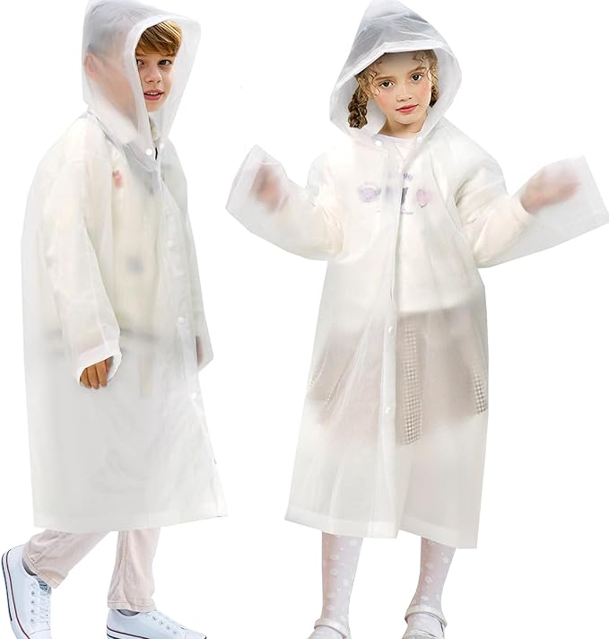 ANYOO Kids Rain Poncho with Hood Lightweight Emergency Raincoat Reusable Boys and Girls Rain Jacket for Disney Travel Outdoor