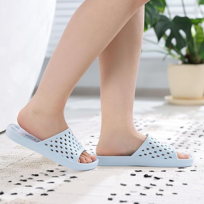 Litfun Shower Shoes for Women Non-Slip Quick Dry Shower Slippers Lightweight Pool Sandals with Drain Holes for College Dorm, Beach, Bathroom & Gym