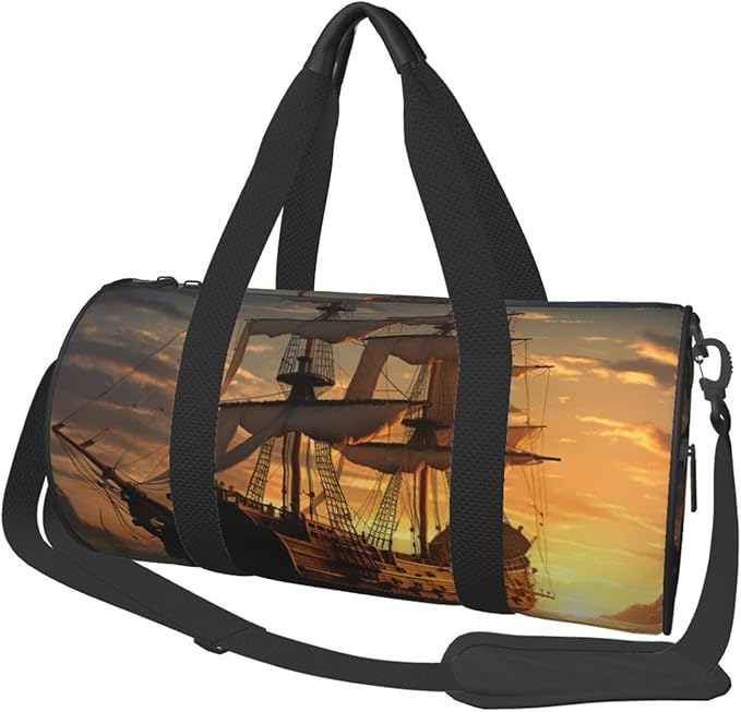 Fantasy pirate ship Travel Duffle Bag for Women, Weekender Carry On Tote Bags Foldable Personal Item Travel Bag with Adjustable Strap, Sport Gym Bag for Men,Carry On Overnight Bag