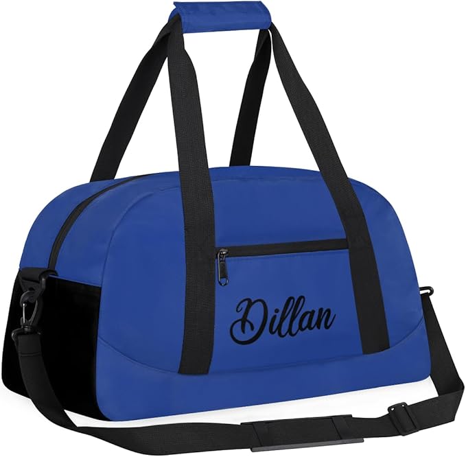 Custom Name Gym Duffel for Kids,Personalized Sports Bag Lightweight Gym Bags for Boys & Girls,Fitness Travel Weekender for Travel, Workout Navy