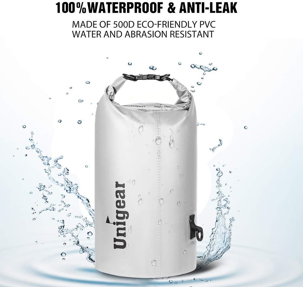 Unigear Dry Bag Waterproof, 2L/5L/10L/20L/30L/40L Floating and Lightweight Bags for Kayaking, Boating, Fishing, Swimming and Camping with Waterproof Phone Case