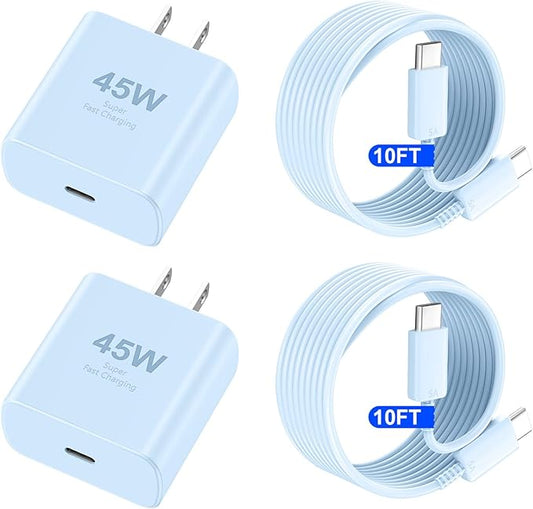 Phone 17 16 Pro Max Charger Fast Charging, 45W USB C Phone 17 16 Super Fast Charger Block with 10ft Long Type C Charging Cable Cord for i.Phone 17 Pro Max/17 Pro/17 Air/17/16/16Pro/16 ProMax-Blue