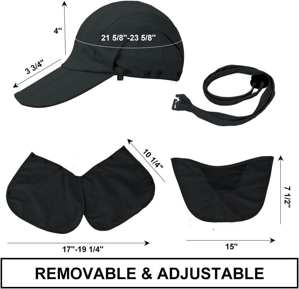 Foldable Sun Cap, Fishing Hats, UPF 50+ Protection Caps with Face Mask Neck Flap