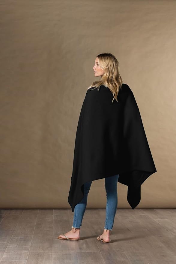 MV Sport Lightweight Sweatshirt Blanket Throw � Warm & Cozy, Breathable Oversized Fleece Knit, Couch, Bed, Travel, Cold Nights, and Outdoors � Soft Light Weight Blanket 54"" x 84"" Black