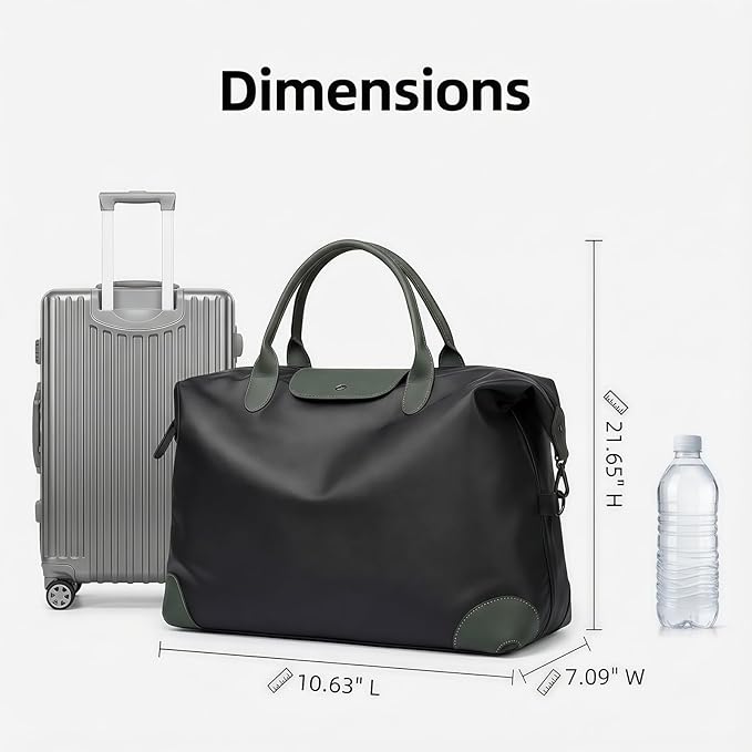 35L Gym & Travel Duffel Bag for Women, Water-Resistant Weekender Carry-On Tote with Wet Pocket, Airline Approved Overnight Bag for Hospital Essentials, Yoga, Beach, Black