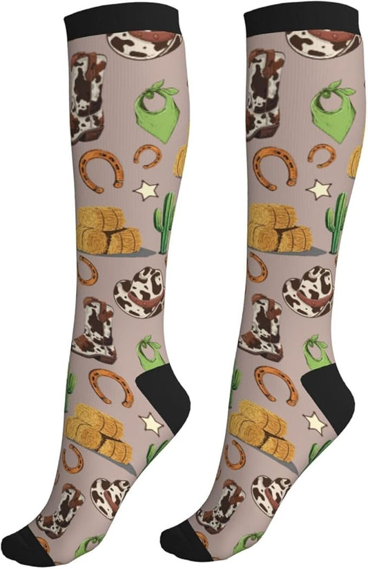 Compression Socks Knee High Circulation Support Socks For Women Men Athletic Running Work Hiking Cycling Travel