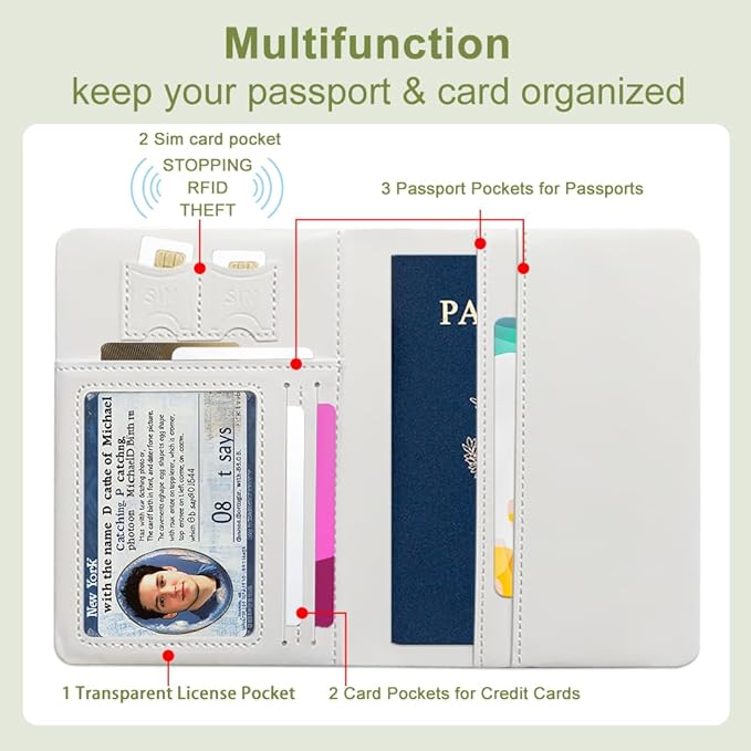 PU Leather Passport Holder Cover 5.9×4.3 Inch with Credit Card Slot and Boarding Pass Slot Combo Blocking Passport Holder Wallet Cover Case for Travel Boarding Essentials (Giraffe)