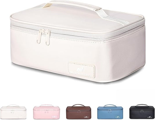 NOL Natural Organic Lifestyle Insulated Lunch Bag for Adults – Compact Cooler Lunch Box with Food-Grade Lining, Waterproof Lunch Bag for Work, Travel | Portable Thermal Meal Tote with Handle, Cream