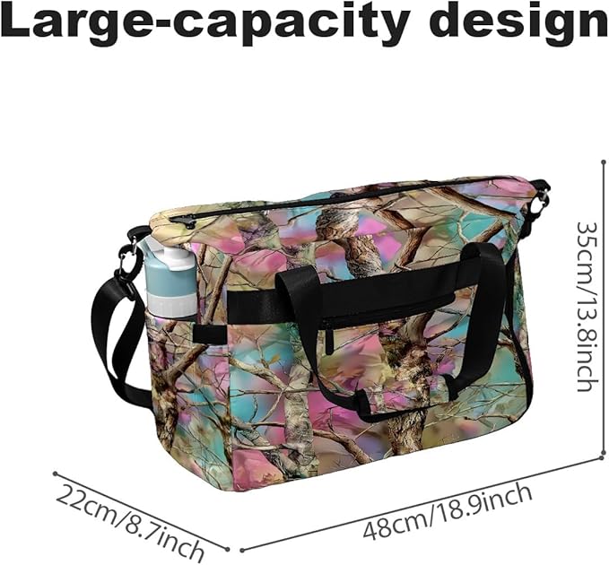 Tree Shadow Multi Gym Bag for Women & Tennis Bag, Large Sports Duffel Bag Waterproof with Ventilated Shoe Compartment & Front Racket Sleeve, Lightweight Travel Weekender Overnight Bag