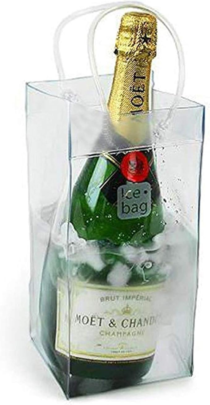 Ice Wine Bag Portable Collapsible Clear Wine Pouch Cooler with Handle for Party,Outdoor,Champagne,Cold Beer,White Wine,Chilled Beverages,Iced Drinks 3 Pack (2)