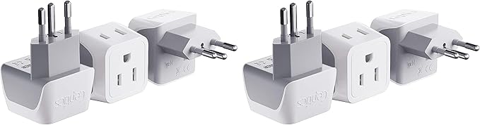Ceptics Brazil Travel Adapter Plug with Dual USA Input - Type N (6 Pack - Ultra Compact - Safe Grounded Perfect for Cell Phones, Laptops, Camera Chargers and More - Power Plug (CT-11C)
