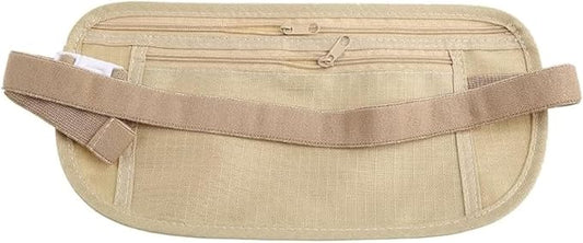 Upgraded Money Belt for Travel Hidden RFID Security Pouch Anti-Theft Passport Fanny Pack for Men & Women Present Gift money pouches for cash small travel money pouch under clothes for men Khaki