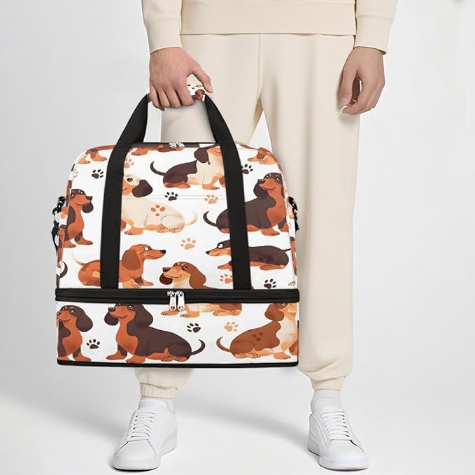 Paw Print Animal Dog Large Weekender Bag with Shoe Compartment Travel Duffel Bags for Women Carry On Hospital Overnight Bag Foldable Personal Item Travel Bags Tote Gym Sports Airplanes