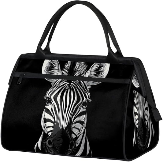 Zebra Overnight Weekender Bag for Women Men Travel Duffel Bags Waterproof Luggage Carry on Sports Yoga Gym Bag