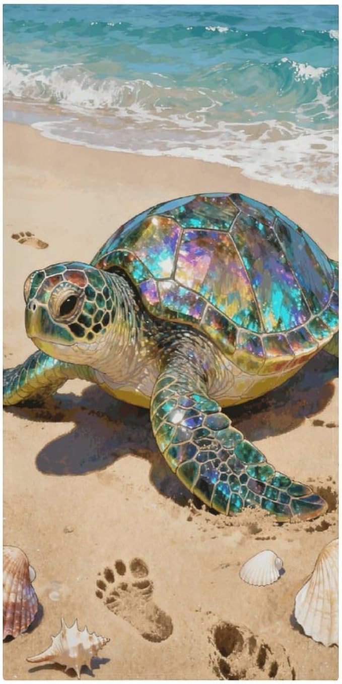 Microfiber Tourmaline Turtle Beach Beach Towel Oversized 62x31 Sand Free & Quick Dry Travel Towel for Adults Super Absorbent Lightweight Thin Pool Towels for Swim Camping Yoga Gym Vacation Essentials