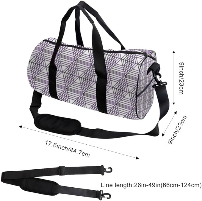 Classic Geometric Motif Easy Clean Gym Duffle Bag For Men Women Oxford Tote Bags Adjustable Shoulder Strap, Convertible Carry Backpack Goth Gym Bag For Weekend Ballet Accessories Women