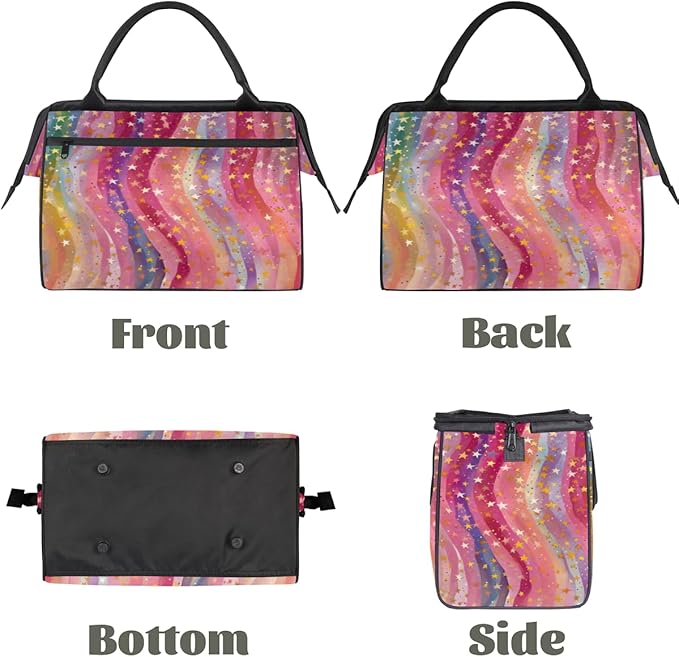 Abstract Striped Stars Overnight Weekender Bag for Women Men Travel Duffel Bags Waterproof Luggage Carry on Sports Yoga Gym Bag