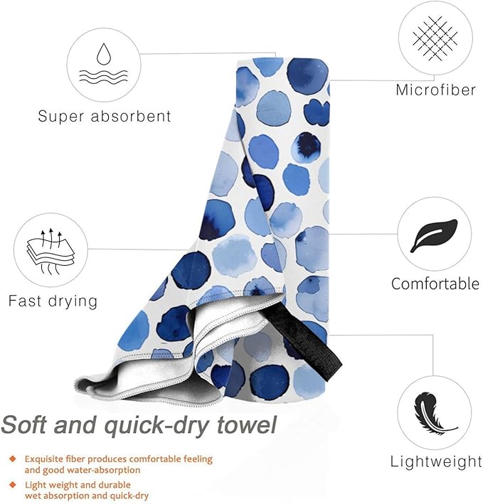 Blue Dot Sand Free Beach Towel – 31.5"X63" Quick Dry Microfiber Beach Towels for Travel, Swimming, Pool, and Camping, Absorbent and Compact Beach Essential for Women, and Men