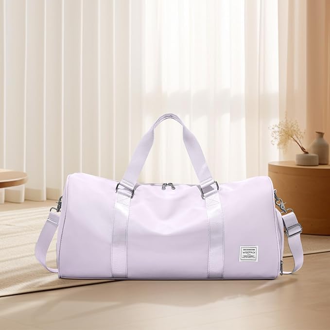 Gym Bag for Women Men with Shoe Compartment,Small Travel Duffle Bags for Traveling Overnight Weekender Personal Item Travel Bag Large Sport Workout Bag Purple