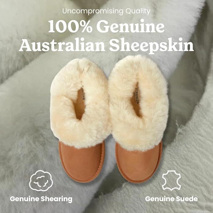 Dearfoams Women's Fireside Shearling Water Resistant Indoor/Outdoor Foldover Boot Slipper