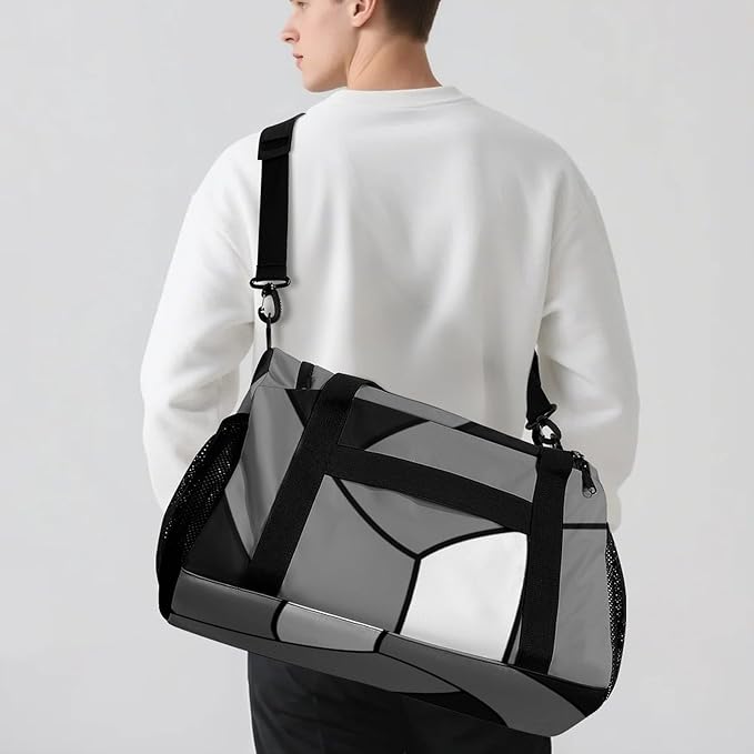 Custom Volleyball Black Grey Duffel Bag with Name Personalized Travel Bags Sport Gym Bag Carry On Weekender Bags for Men Women