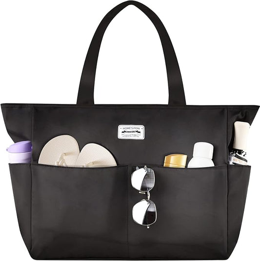HOMESPON Large Waterproof Beach Bag for Women Sandproof Tote Bag Pool Bag with Zipper and Pockets for Travel Vacation Gym