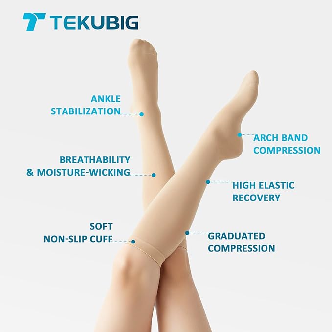 3 Pairs Medical Women Men Compression Socks Knee High 20-30 mmhg Graduated Stocking Support Hose Cute for Running Travel