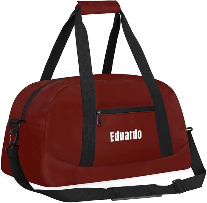 Custom Name Duffle Bag Personalized Kids Gym Bag Travel Overnight Weekender Bag Sports Bag for Boys Girl Coffee Brown
