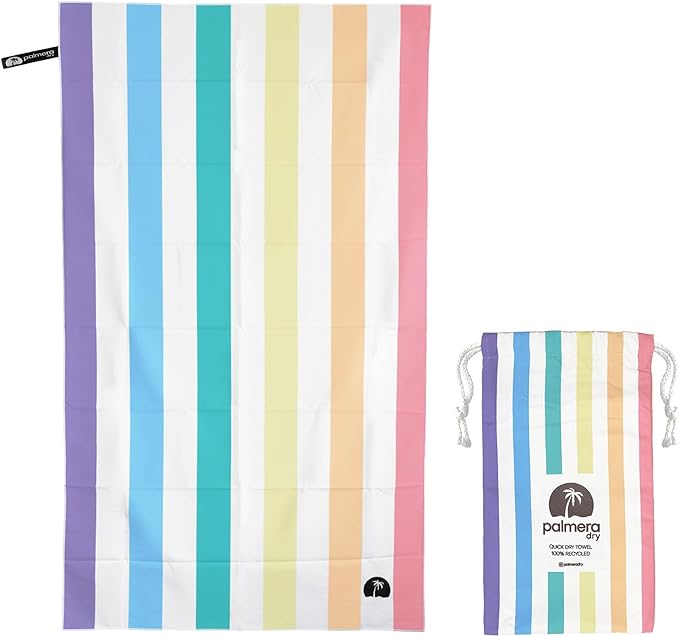 Microfiber Quick-Dry Travel Towel – Super Absorbent, Lightweight, Compact – Sand Resistant, Soft, Mesh Carry Bag – Beach, Pool, Gym, (Rainbow)