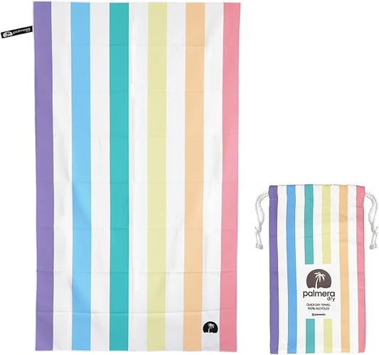 Microfiber Quick-Dry Travel Towel – Super Absorbent, Lightweight, Compact – Sand Resistant, Soft, Mesh Carry Bag – Beach, Pool, Gym, (Rainbow)