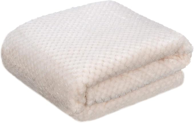 Fuzzy Throw Blanket, Plush Fleece Blankets for Adults, Toddler, Boys and Girls, Warm Soft Blankets and Throws for Bed, Couch, Sofa, Travel and Outdoor, Camping (40”×60”, Cream)