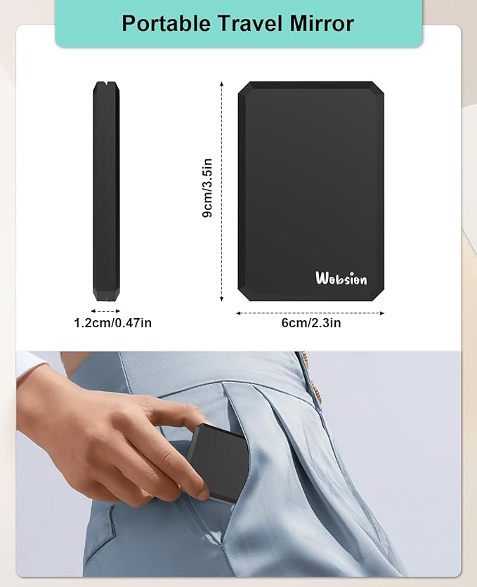 WOBSION Small Compact Mirror,1x/2x Travel Magnifying Mirror,2-Sided Handheld Portable Folding Mirror for Purse,Pocket,Gifts,Square(Black)