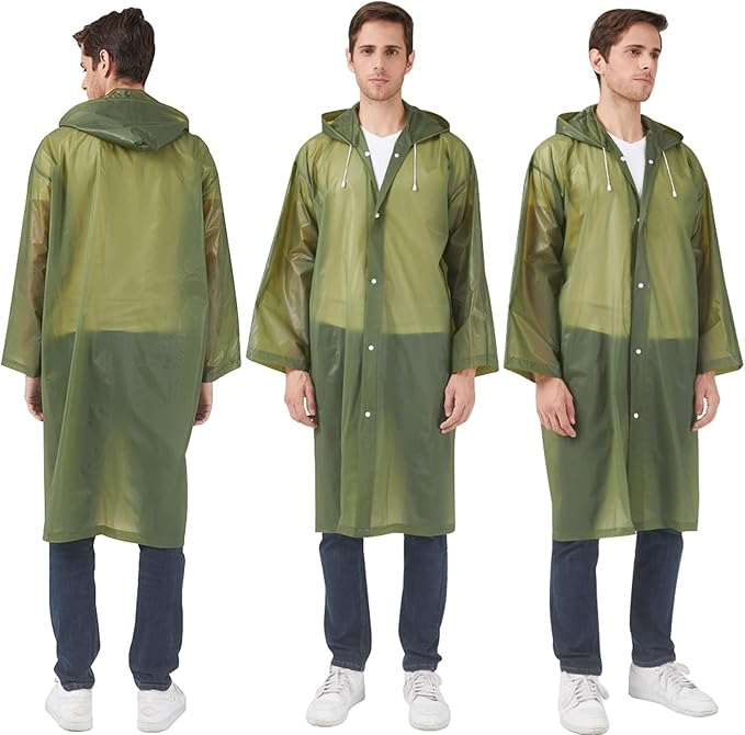Rain Ponchos Raincoats for Adults Women, Reusable Rain Jacket Coats with Hood for Family Disney Park Travel 2 Pack