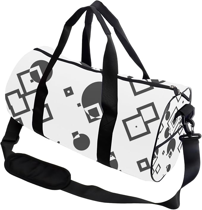 Geometric Shape Print Packable Foldable Duffle Bag For Travel Oxford Tote Bags Adjustable Shoulder Strap, Convertible Carry Backpack Personalized Duffle Bag For Tennis Yoga Gym Gifts Women