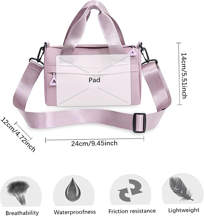 Mini Gym Bag for Women Mini Gym Bag, 9.5x4.7x5.5 inch Nylon Duffle, Handheld/Crossbody/Shoulder Duffle with Adjustable Strap, Zipper Small