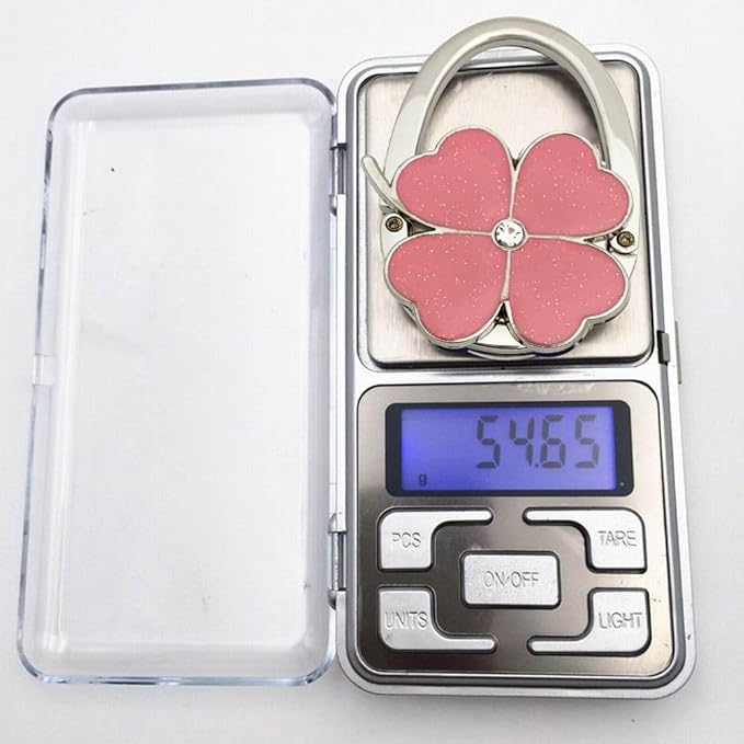 Four Leaf Clover Design Foldable Handbag Hanger Folding Purse Table Hook Holder (Pink)