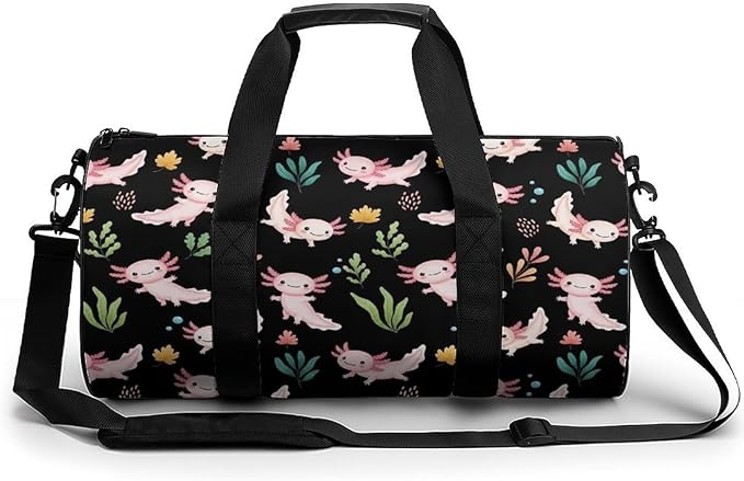 Foldable Gym Travel Bag Axolotl Lovers Overnight Weekender Travel Bag Dance Sports Gymnastics Bags Unisex Overnight Bags