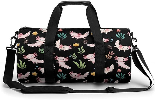 Foldable Gym Travel Bag Axolotl Lovers Overnight Weekender Travel Bag Dance Sports Gymnastics Bags Unisex Overnight Bags