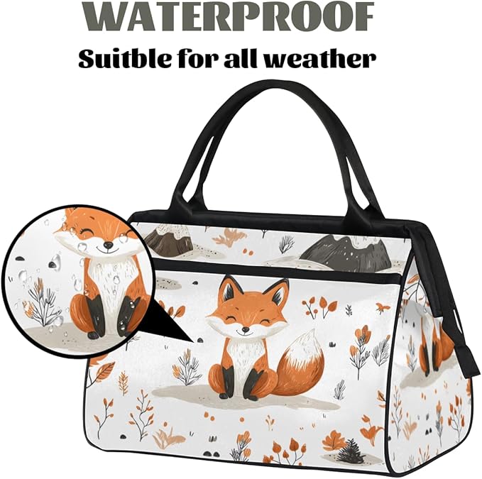 Fox Overnight Weekender Bag for Women Men Travel Duffel Bags Waterproof Luggage Carry on Sports Yoga Gym Bag
