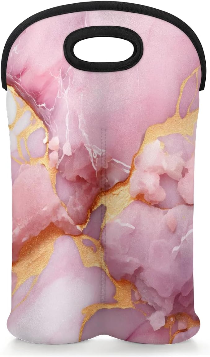 Wine Carrier Tote Personalized Bag for 2 Bottles - Neoprene Wine Bottle Holder with Carry Handle, Wine Protective Bag Insulated Bag Beer Cans Water Bottle Holder for Travel Picnic,Style10