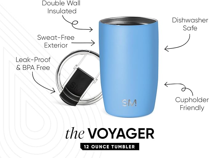 Simple Modern Travel Coffee Mug Tumbler with Flip Lid | Reusable Insulated Stainless Steel Cold Brew Iced Coffee Cup Thermos | Gifts for Women Men Him Her | Voyager Collection | 12oz | Snow Day