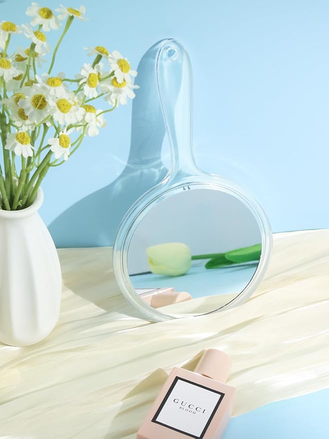 Hand Mirror, Double-Sided 1X/30X Magnifying Mirror with Handle, Acrylic, 8.3" L x 4.5" W, Clear, Pack of 1