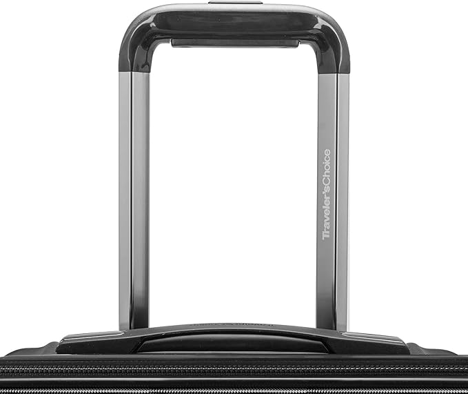 Traveler's Choice Archer Polycarbonate Hardside Spinner Luggage Set,Tie Down Straps, Black, 3-Piece